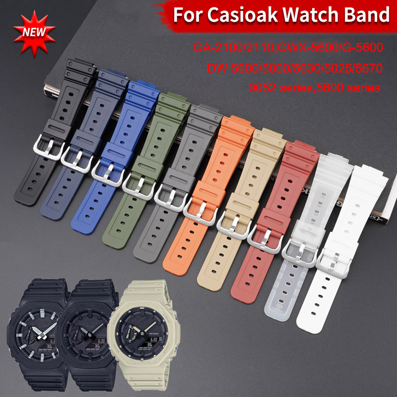 Casio Watch G-Shock Ga-2100 - ラバースポーツブレスレットカシオ,交換用リストバンド,ステンレススチールバックル,Tpu,ショックスポーツブレスレット2100, DW-5600, 16mm