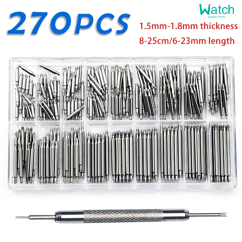 Spring Bar Tool Set - 270 ピース/セットステンレス鋼スプリングバー直径 1.5 ミリメートル/1.8 ミリメートル長さ 8