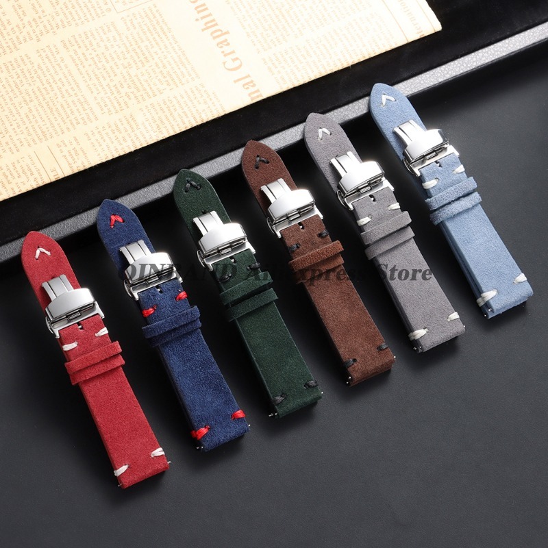 Suede Strap Watch - 18mm 20mm 22mm クイックリリース ソフトストラップ カーフスキン