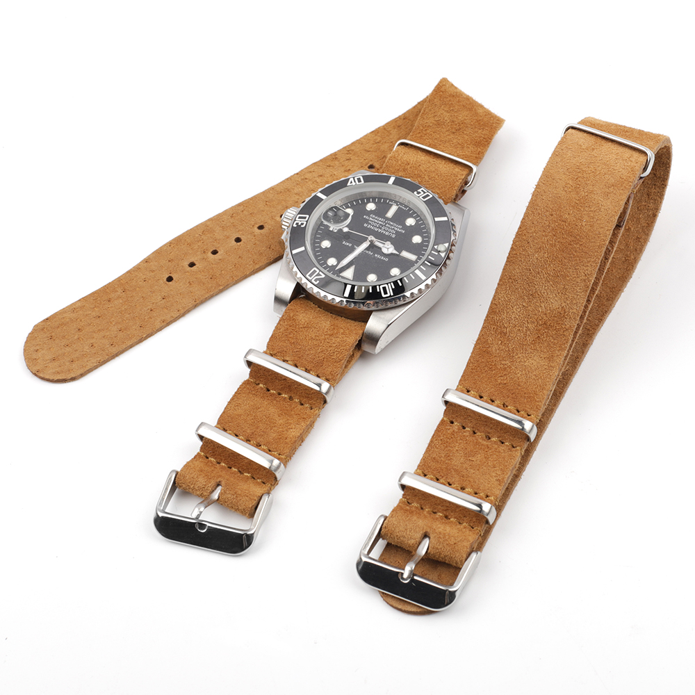 Suede Strap Watch - ソフトレトロスエード本革ストラップスポーツウォッチバンド 18 ミリメートル 20 ミリメートル 22