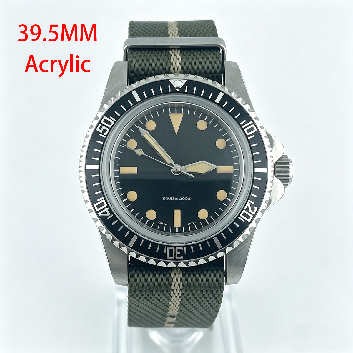 Tropic Strap Vintage - 39.5mm ダイバーレトロウォッチ カレンダーなし アクリルガラス NH35 メンズウォッチ