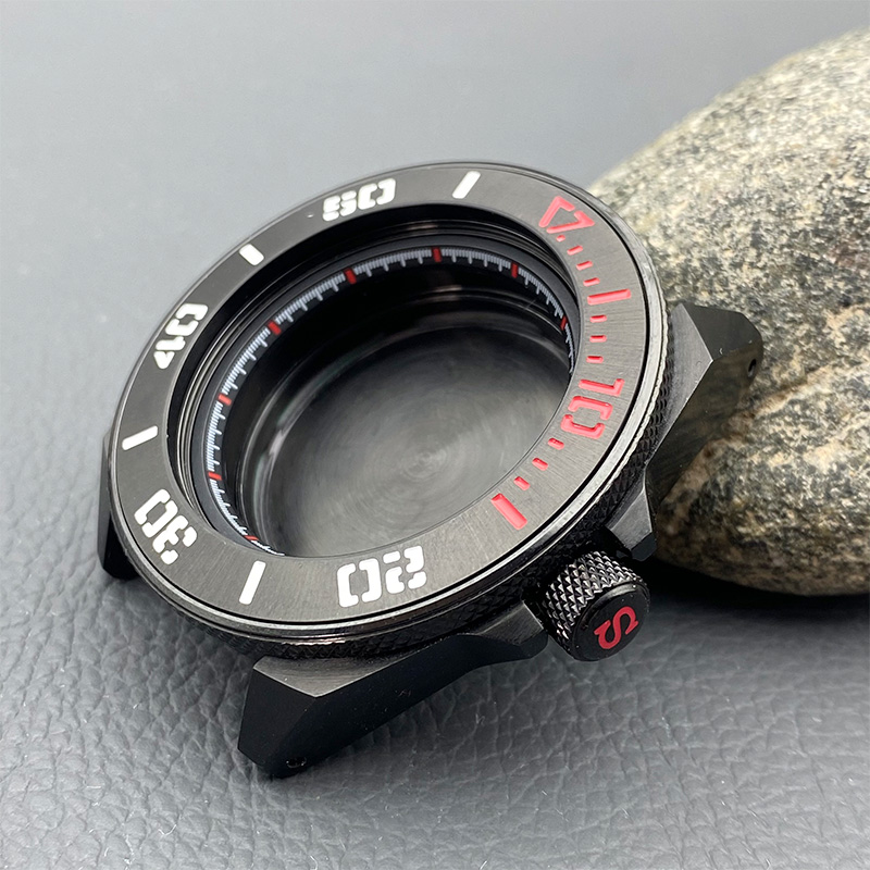 Seiko Watch 5 Sports - 男性用サムライクレープウォッチケース、ブラックモード、自動移動、ダイビングケース、nh35、nh36、4r、28.5mmダイヤル、44mmに適合