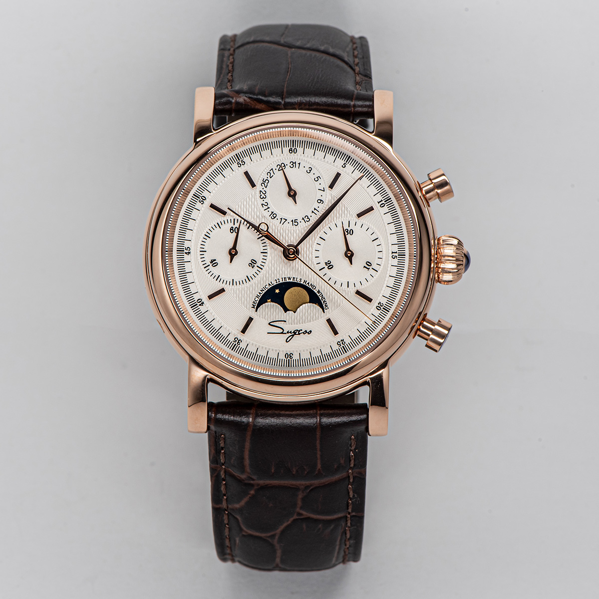 Seiko Watch Presage - Sugess パイロット クロノグラフ機械式時計メンズ防水オリジナル ST1908 ムーブメントムーンフェイズカレンダー腕時計スワンネック 2022