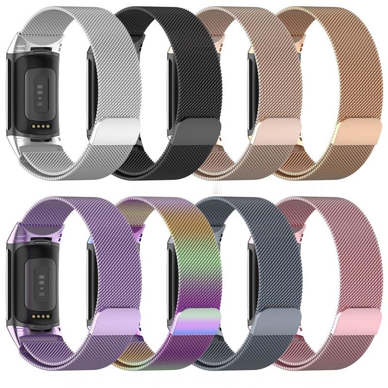 Milanese Loop Magnetic - Fitbit Charge 5および6用のステンレススチールストラップ,磁気リストバンド,スポーツバンド,メッシュブレスレット