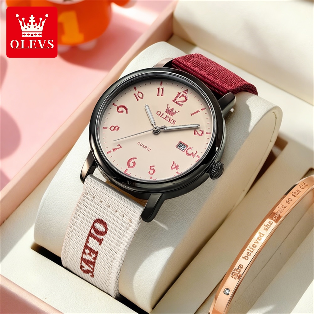 OLEVS 真新しいファッションクォーツ時計男性女性スポーツ - Canvas Strap Watch のレビューと価格