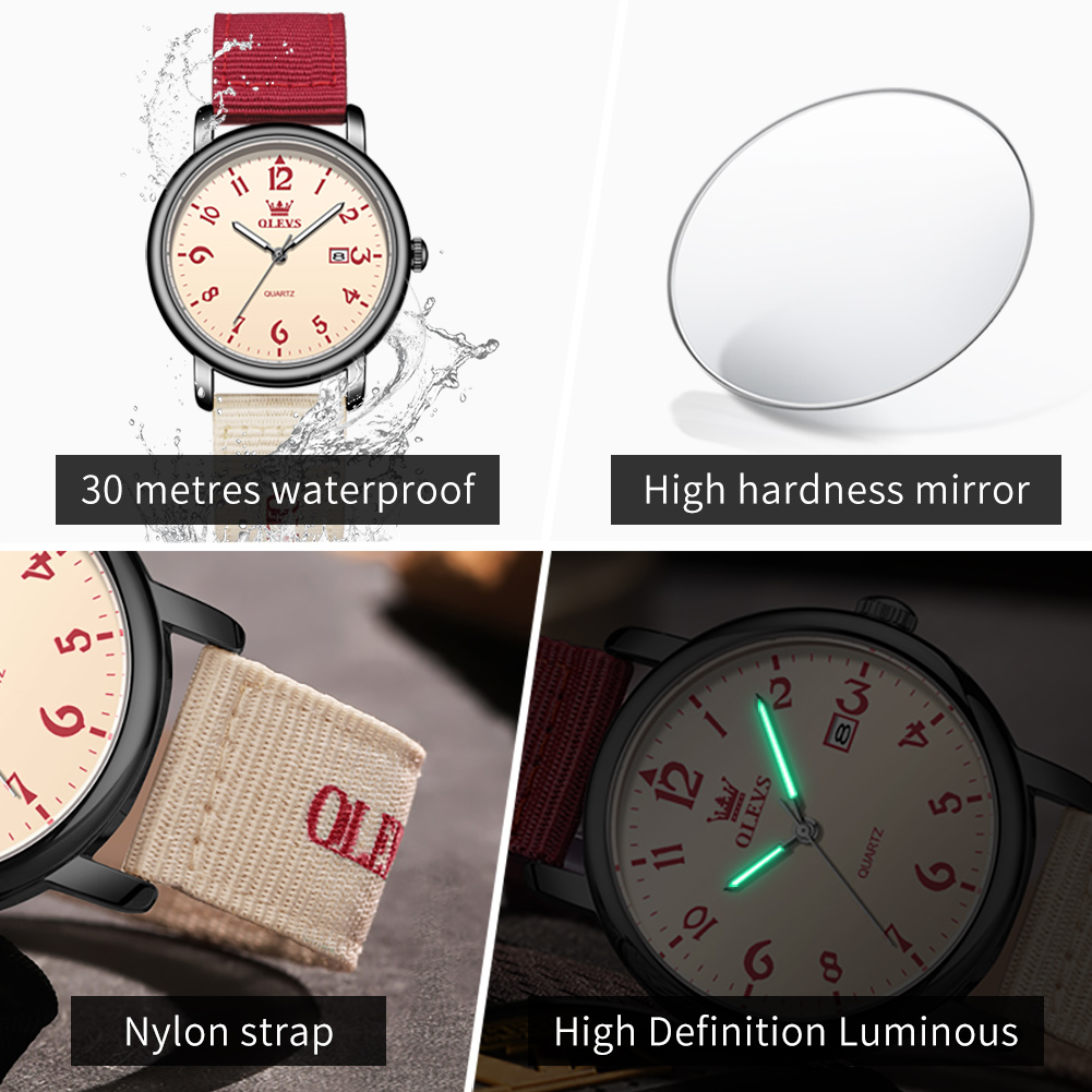 OLEVS 真新しいファッションクォーツ時計男性女性スポーツ - Canvas Strap Watch のレビューと価格
