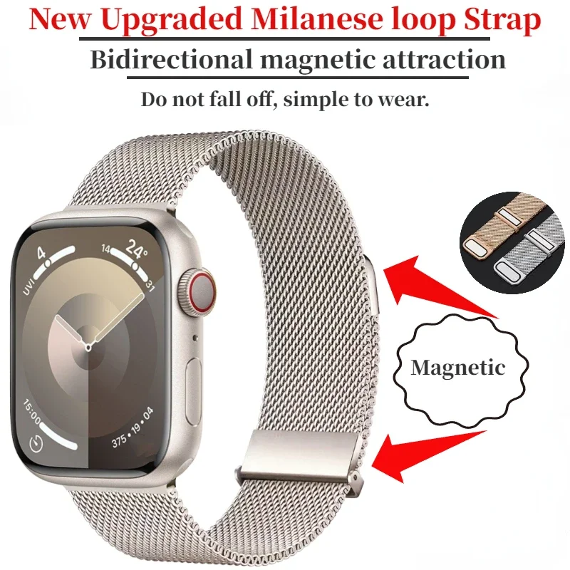 アップルウォッチバンド用ミラネーゼループストラップアップグレ - Milanese Loop Magnetic のレビューと価格